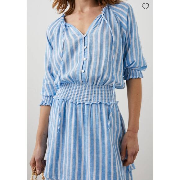 Rails Crystal Dress Lake Stripe L Nautical Casual Beachy Gauze Linen Resort - Picture 3 of 14